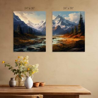 Majestic Mountain River Canvas Artwork Painting