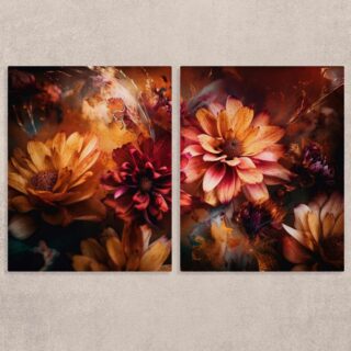 Artistic Floral Vision Canvas Art Painting Set of 2