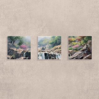 River's Mountain Vista Canvas Painting Set of 3