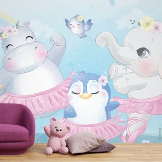 Cute Animals Ballet Dancing Girls Wallpaper