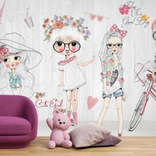 Modern Wallpaper Mural for Girls Room