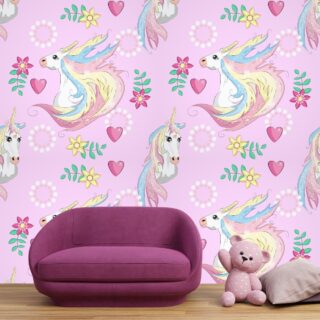 Unicorn with Rainbow Wallpaper for Girls