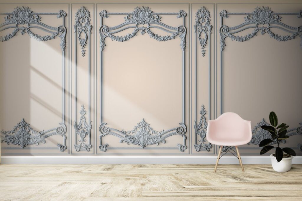Pastel Flourish Molding Wallpaper for Wall - Magic Decor