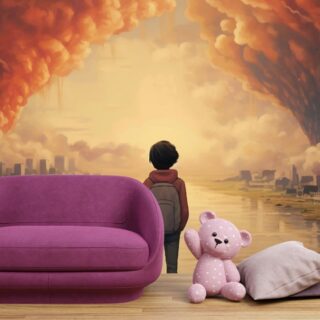 Anime Boy Watching Beautiful Lake City Wallpaper