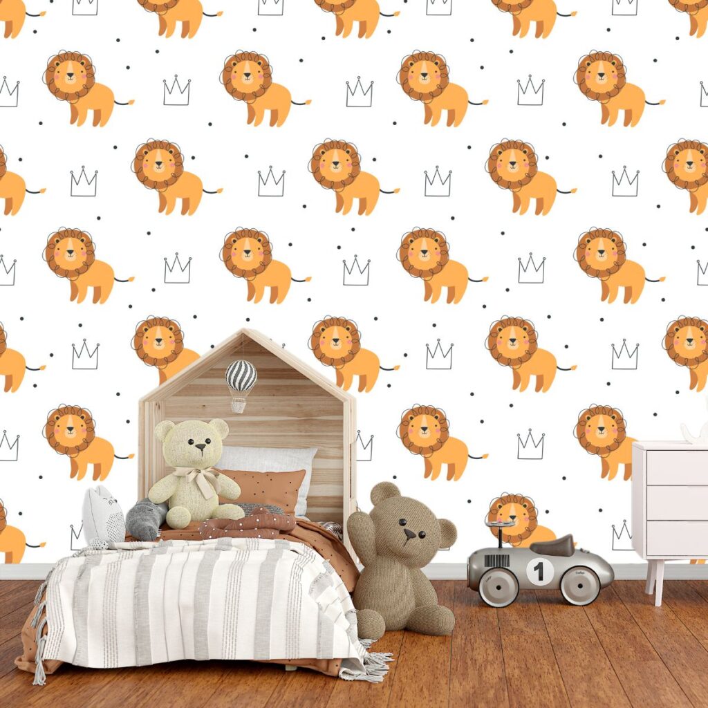 Cute Lion Pattern Wallpaper for Kids - Magicdecor®