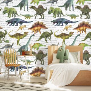 Elegant Dinosaur Pattern Wallpaper for Boys