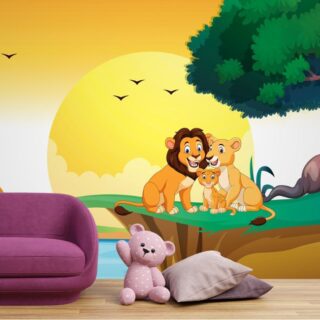 Lion Family Wallpaper for Kids Room