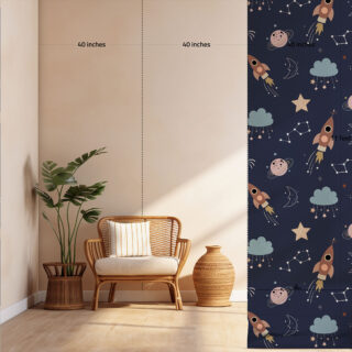 Space Theme Wallpaper for Nursery and Kids Room