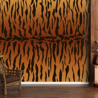Dark Brown Tiger Fur Pattern Wallpaper for Wall