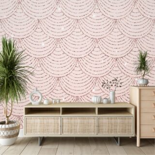 Rose Gold Mermaid Scales Pattern Wallpaper for Wall
