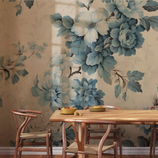 Vintage Floral Boho Wallpaper Japandi Style