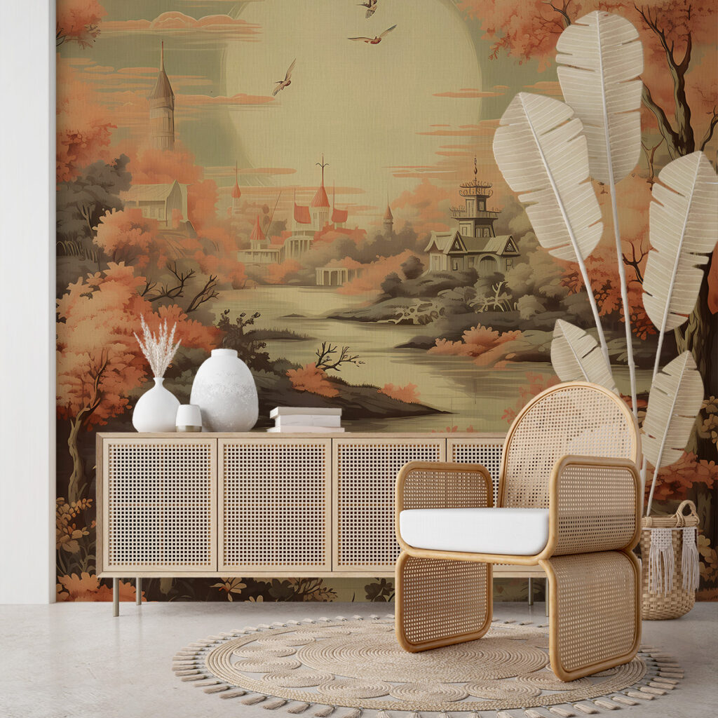Beautiful Vintage Scenic Wallpaper in Japandi Style - Magicdecor®
