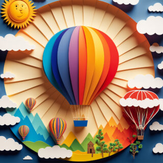 Airborne Sunshine 3D Balloon & Sun Wall Tapestry, Kids Wallpaper