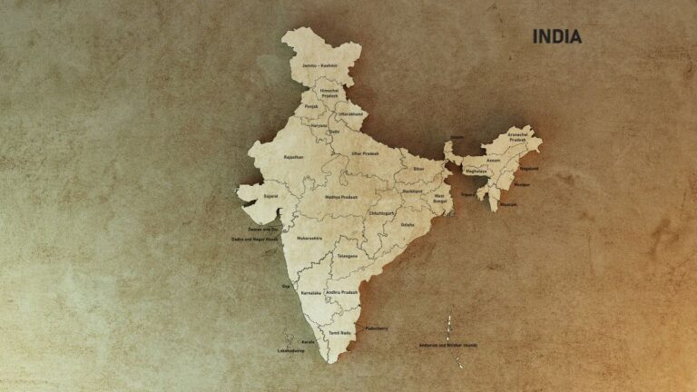 Realistic Map Ind 3D India Map With States Name Wallpaper for Wall - Magicdecor®