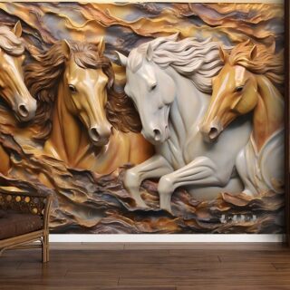 Elegant 3D Horse Wallpaper for Home and Office, 3D Wallpaper
