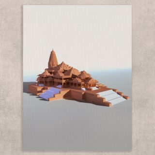 3D Ram Mandir Canvas Wall Art
