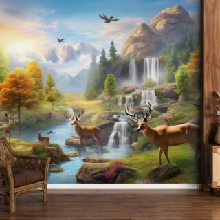 Lovely Countryside View Valley Mural Art Wallpaper