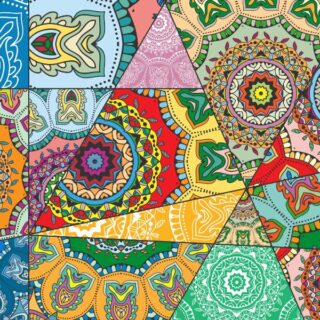 Indian Motif Style Patchwork Design Wallpaper for Wall