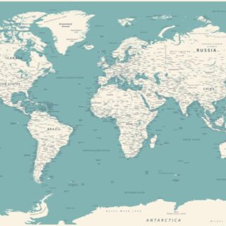 Detailed World Map with Countries and Cities for Wall