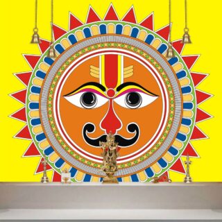 Madhubani Painting of Surya Dev Wallpaper for Wall