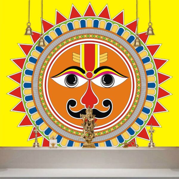 Madhubani Painting of Surya Dev Wallpaper for Wall - Magicdecor®