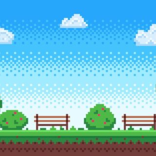 Vintage 2D Pixel Theme Gaming Wallpaper