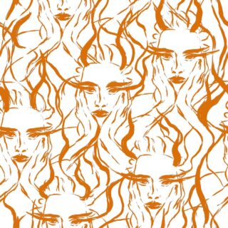 Line Work Girl Portrait Caricature Wallpaper