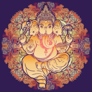 Ganesha Floral Decor Wallpaper Mural