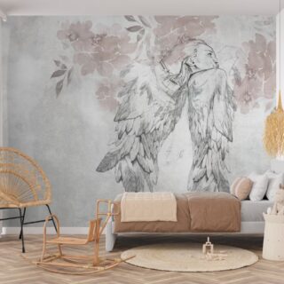 Angel Wings Floral Abstract Wallpaper Mural