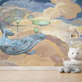 Whale Voyage Sky Symphony Kids Wallpaper