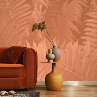 Persika, Peach Fuzz Fern Leaves Pattern Wallpaper