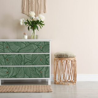 Soothing Green Leaves Pattern Furniture Wallpaper