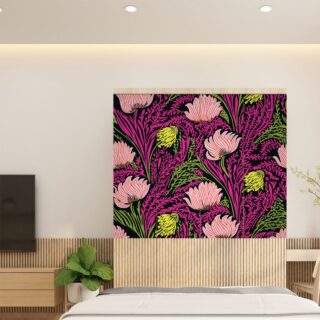 Purple and Pink Floral Pattern Wardrobe Wallpaper
