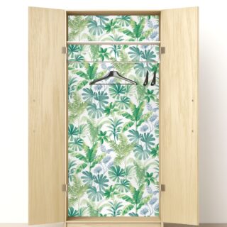 Refreshing Tropical Leaves Design Wardrobe Wallpaper