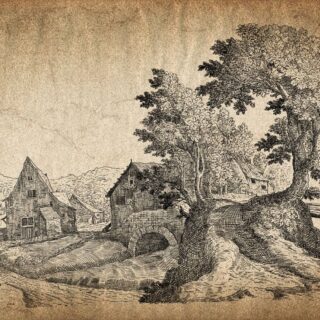 Classic Village Panorama Wallpaper for wall