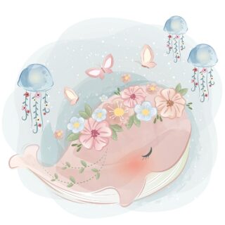 A Cute Pink Whale Wallpaper for Wall