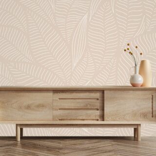 TV Unit Elegant Abstract Leaves Pattern Wallpaper