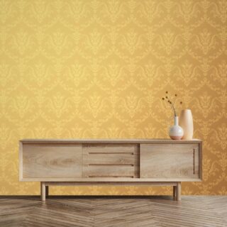 TV Unit Luxurious Damask Pattern Wallpaper