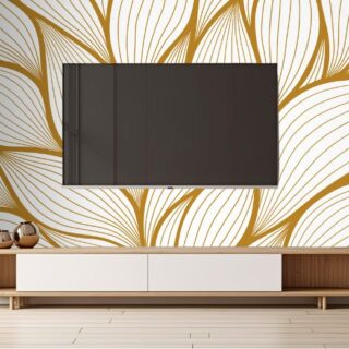 TV Unit Luxury Floral Pattern Wallpaper Design