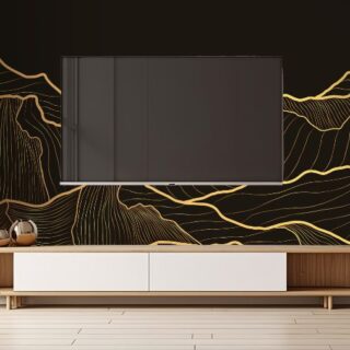 TV Unit Luxury Gold Mountain Line Art Scenery Wallpaper