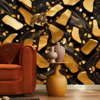 Luxury Golden Terrazzo Wallpaper Mural