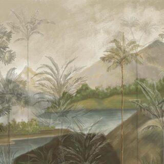 Wabi Sabi Oil Painting Effect Tropical Landscape Mural Wallpaper