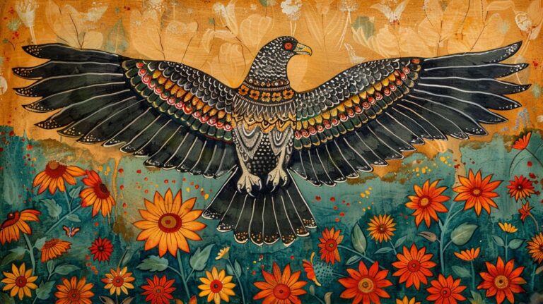 Garudah, Madhubani Bharni Style Painting of an Eagle Wallpaper Mural ...
