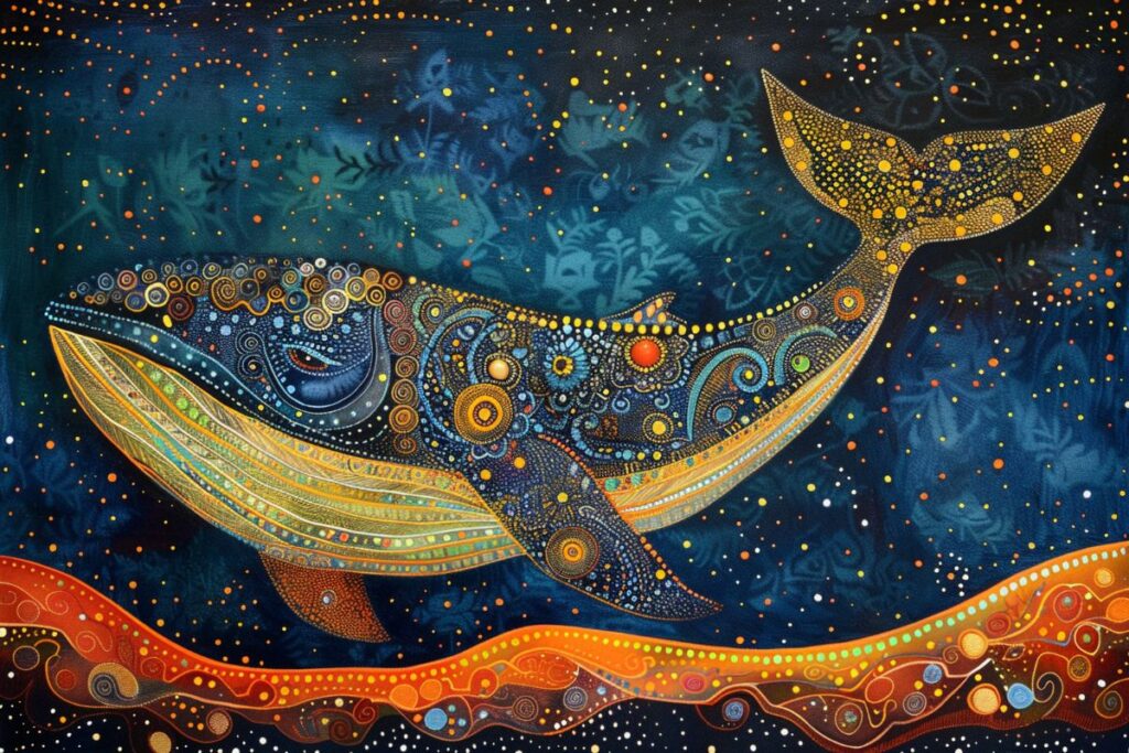 Sammohana, Serene and Heartfelt Whale Madhubani Painting Wallpaper ...