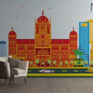 Mumbai Skyline With Popular Landmarks Wallpaper Mural