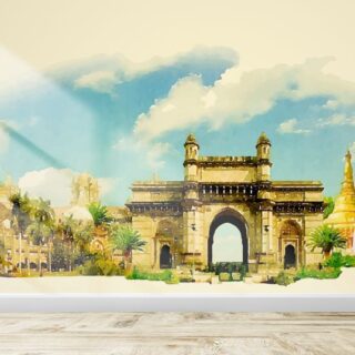 Watercolor Painting of Bombay City Wallpaper Mural