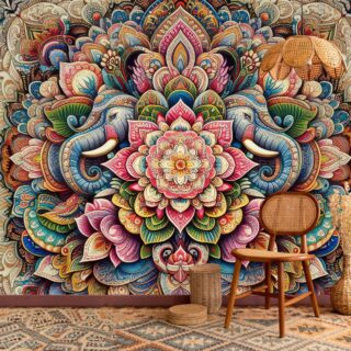 Ethnic Mandala With Colorful Tribal Ornament Wall Mural Wallpaper