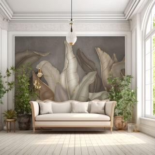 Glimpse of Serenity, Banana Leaves Shades of Peace Wallpaper Mural