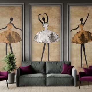 Ballet Dancers Painting Wall Frame Wallpaper Mural