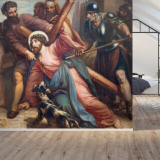 Fall of Jesus Under the Cross Painting Wallpaper for Wall